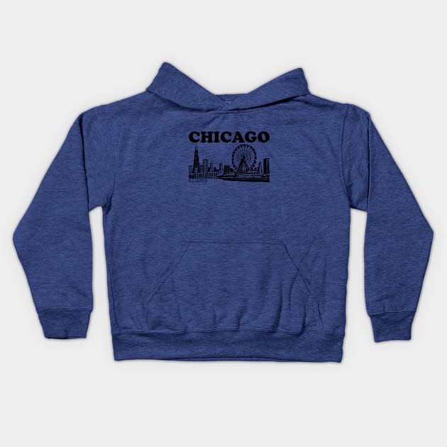 Chicago Cityscape Kids Hoodie by Manzo Carey